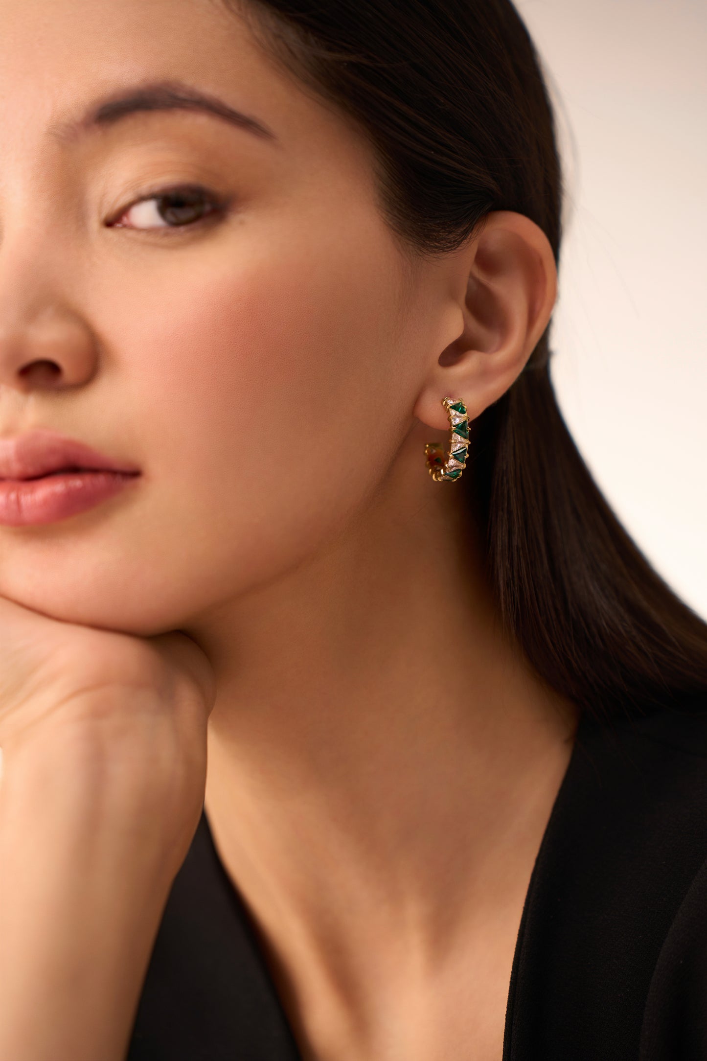 Tala Emerald Hoops - 18K Gold Plated
