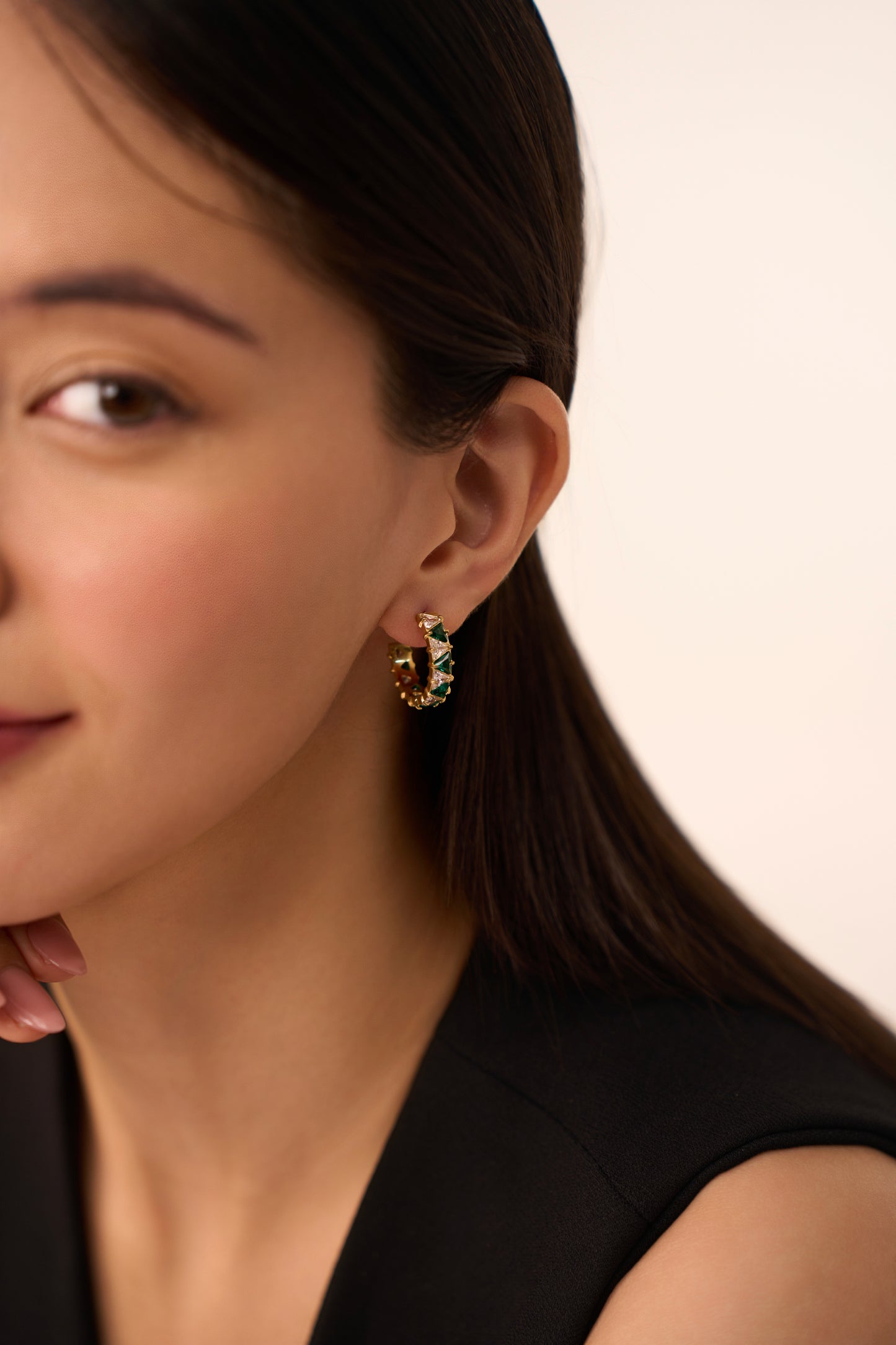 Tala Emerald Hoops - 18K Gold Plated
