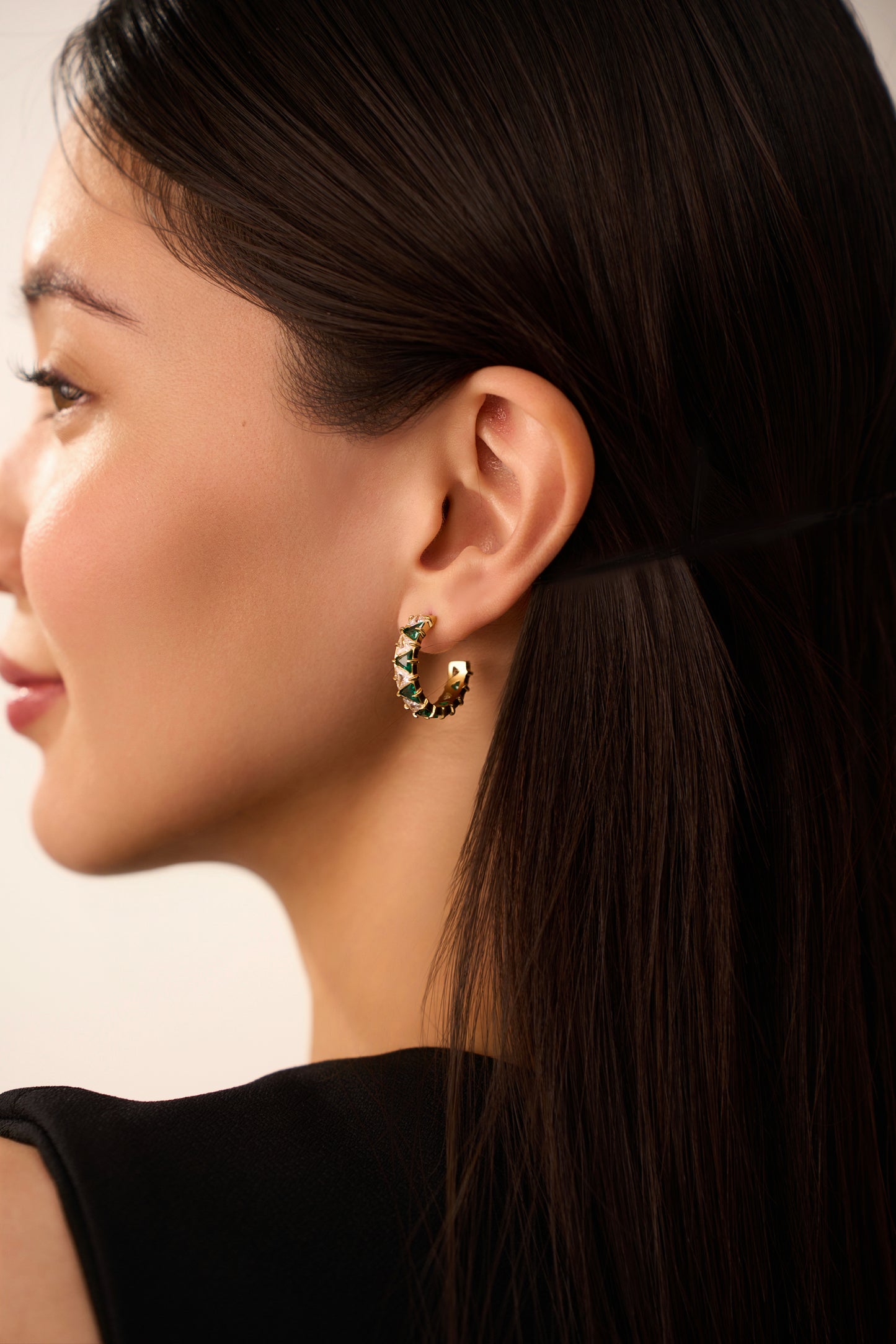 Tala Emerald Hoops - 18K Gold Plated