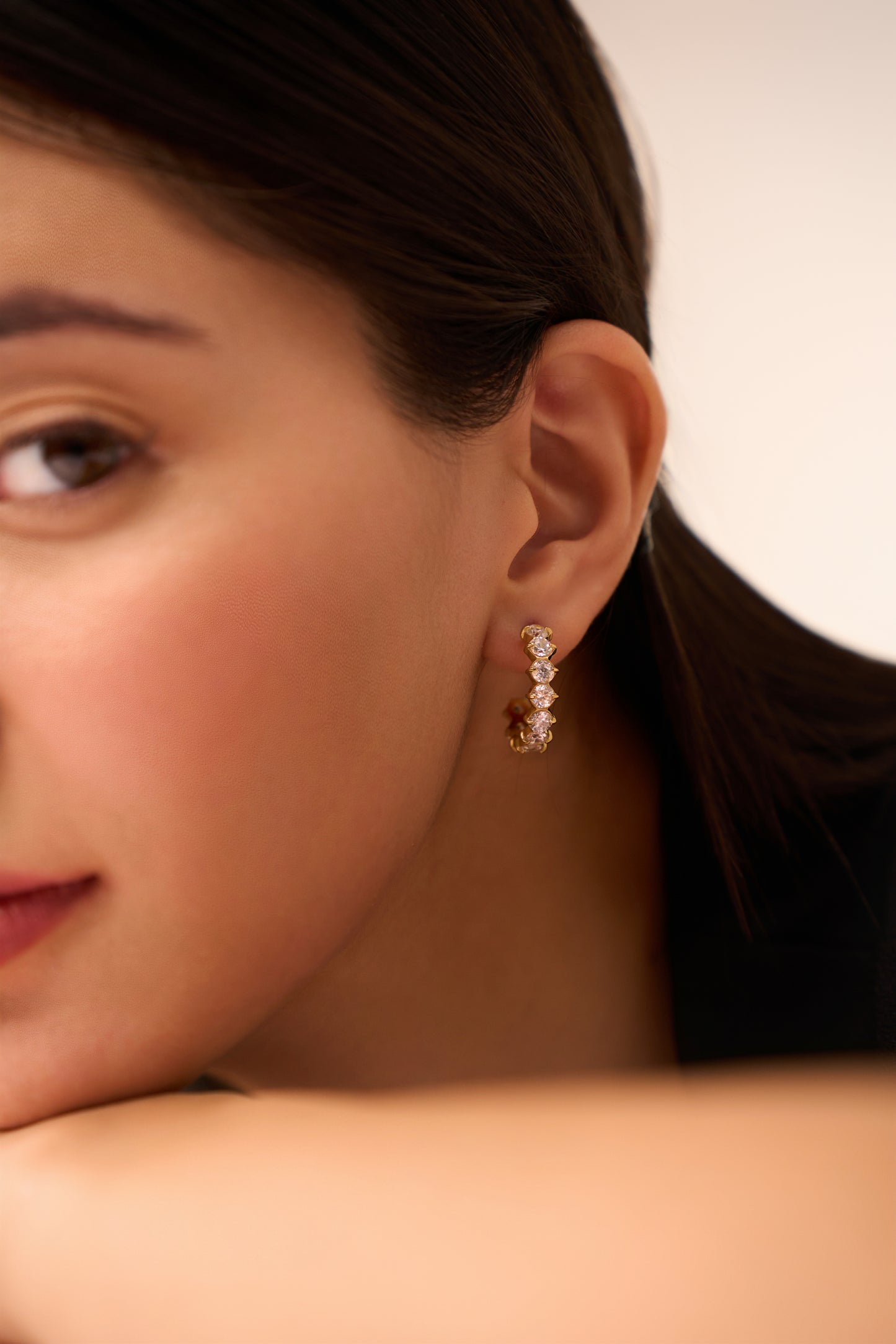 Tala Diamond Hoops  - 18K Gold Plated