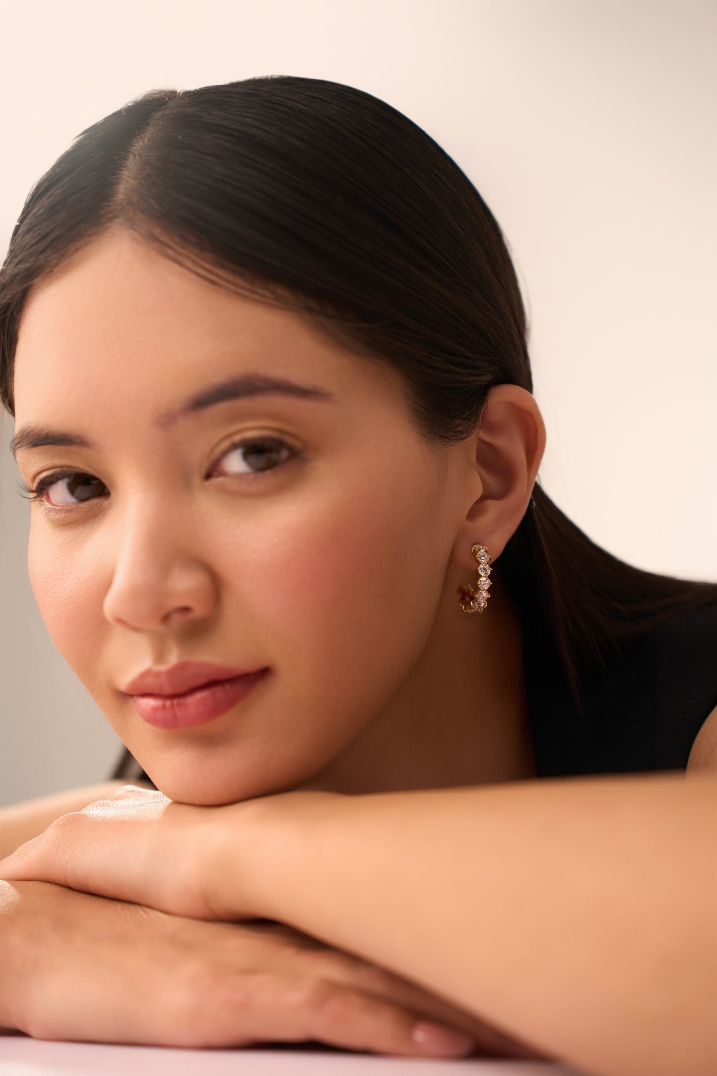 Tala Diamond Hoops  - 18K Gold Plated