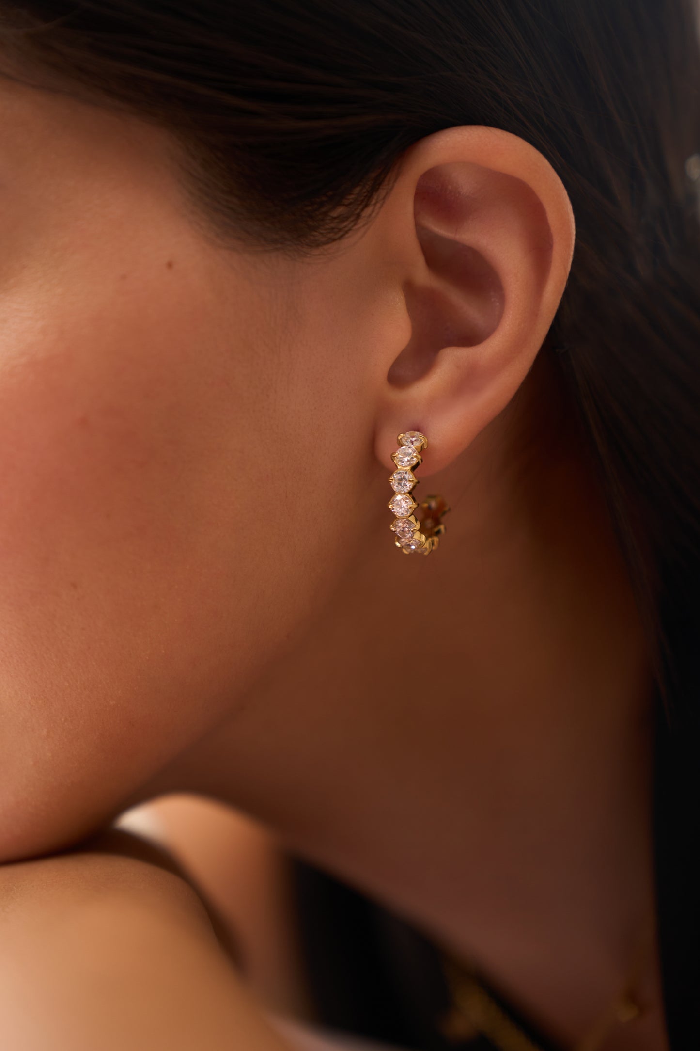 Tala Diamond Hoops  - 18K Gold Plated