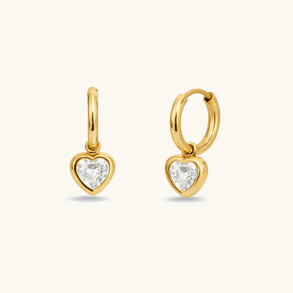 Ava Heart Huggies - 18K Gold Plated