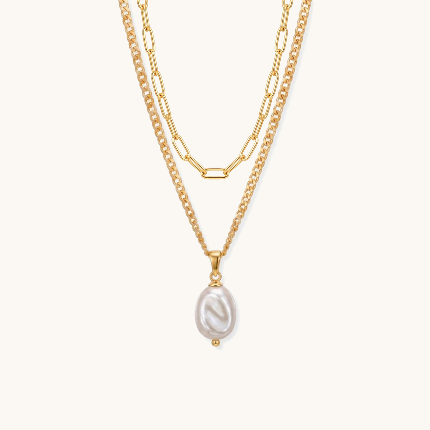 Baroque Layered Necklace - 18k Gold Plated