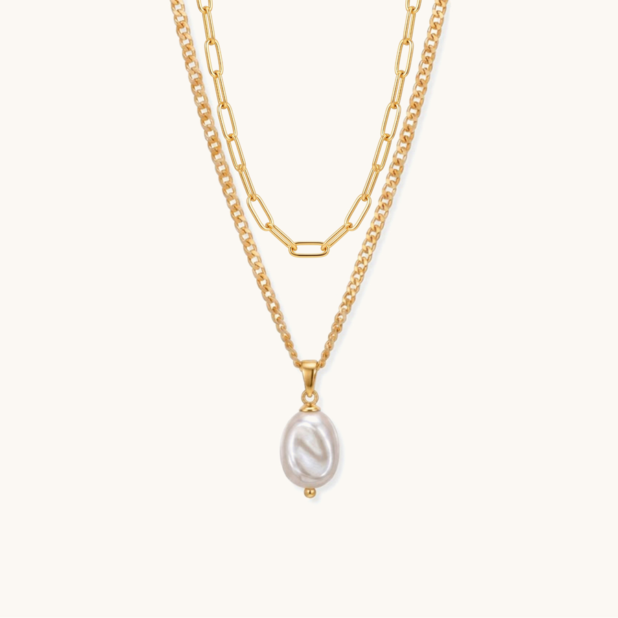Baroque Layered Necklace - 18k Gold Plated image 1