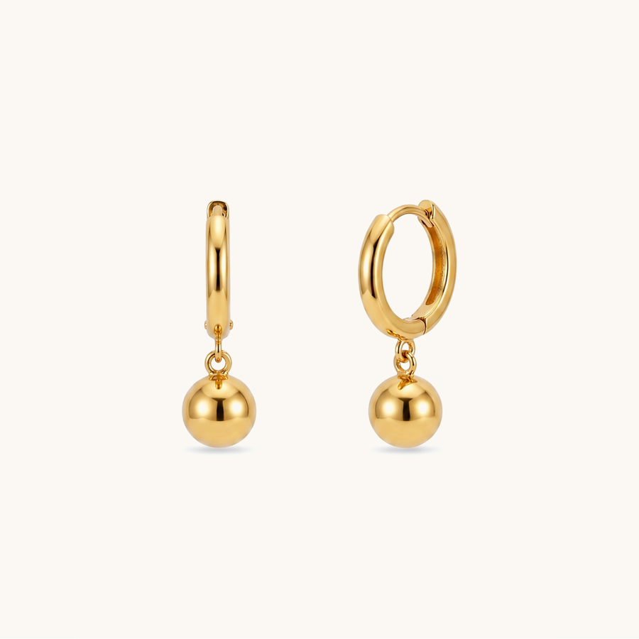 Gold Orb Huggies - 18K Gold Plated image 1