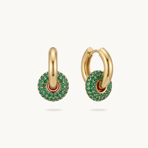 Daphne Emerald Hoops - 18K Gold Plated