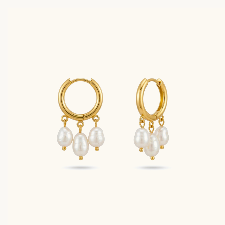 Diala Pearl Huggies - 18K Gold Plated image 1