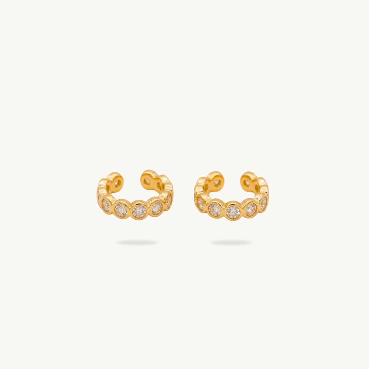 Diamond Halo Ear Cuff - 18K Gold Plated image 1