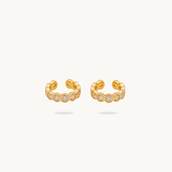 Diamond Halo Ear Cuff - 18K Gold Plated