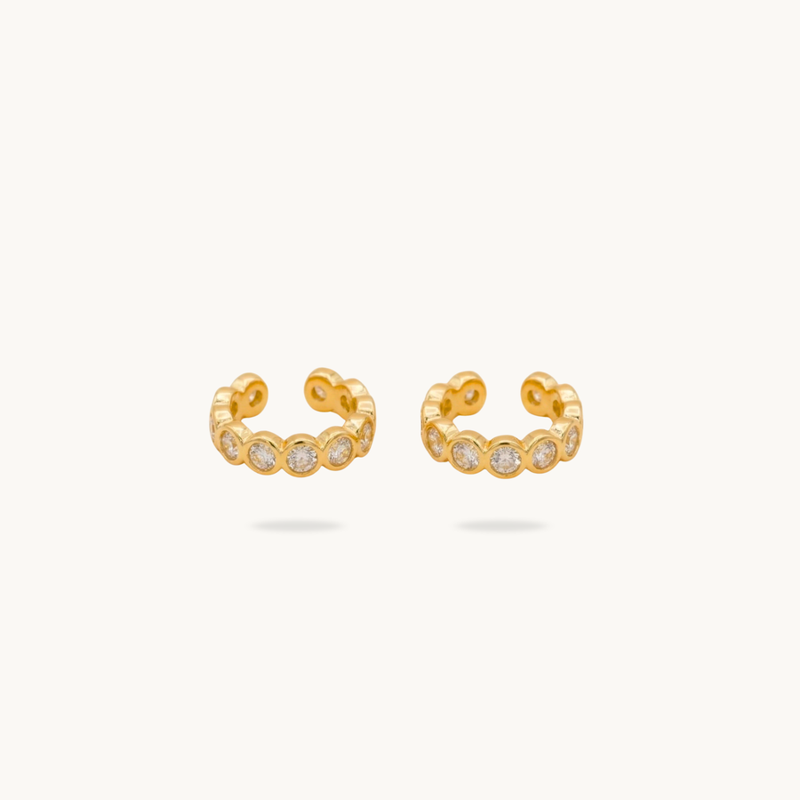 Diamond Halo Ear Cuff - 18K Gold Plated image 1