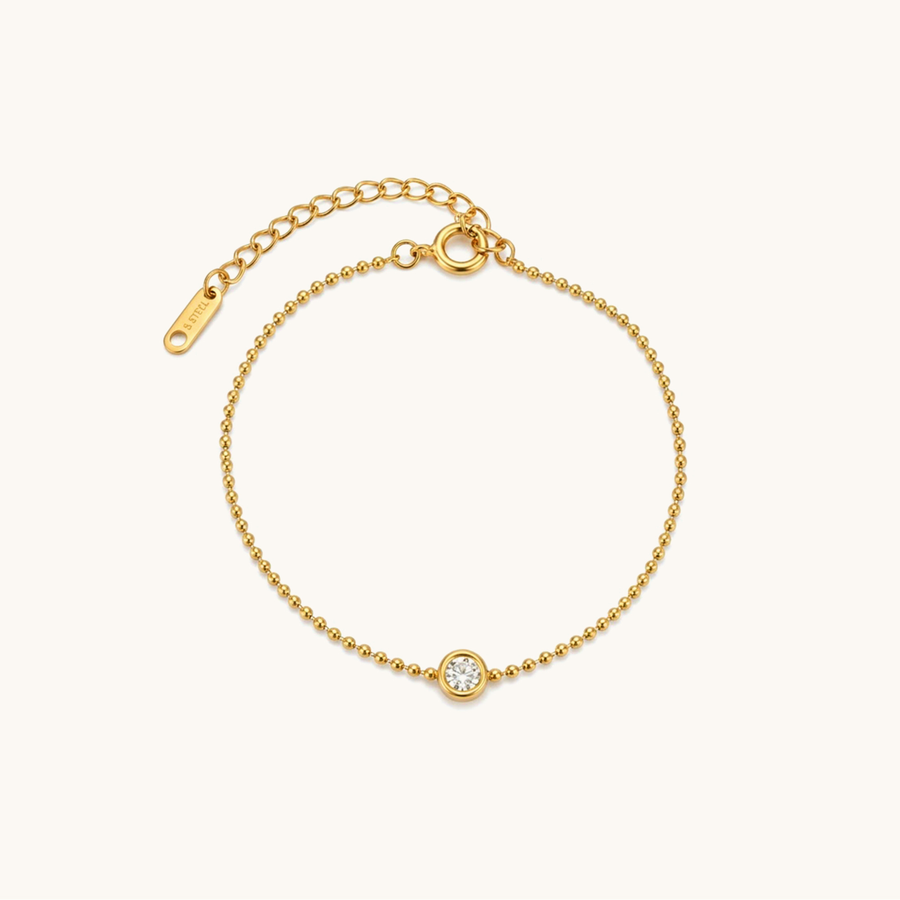 Ethereal Solitaire Bracelet – 18K Gold Plated image 1