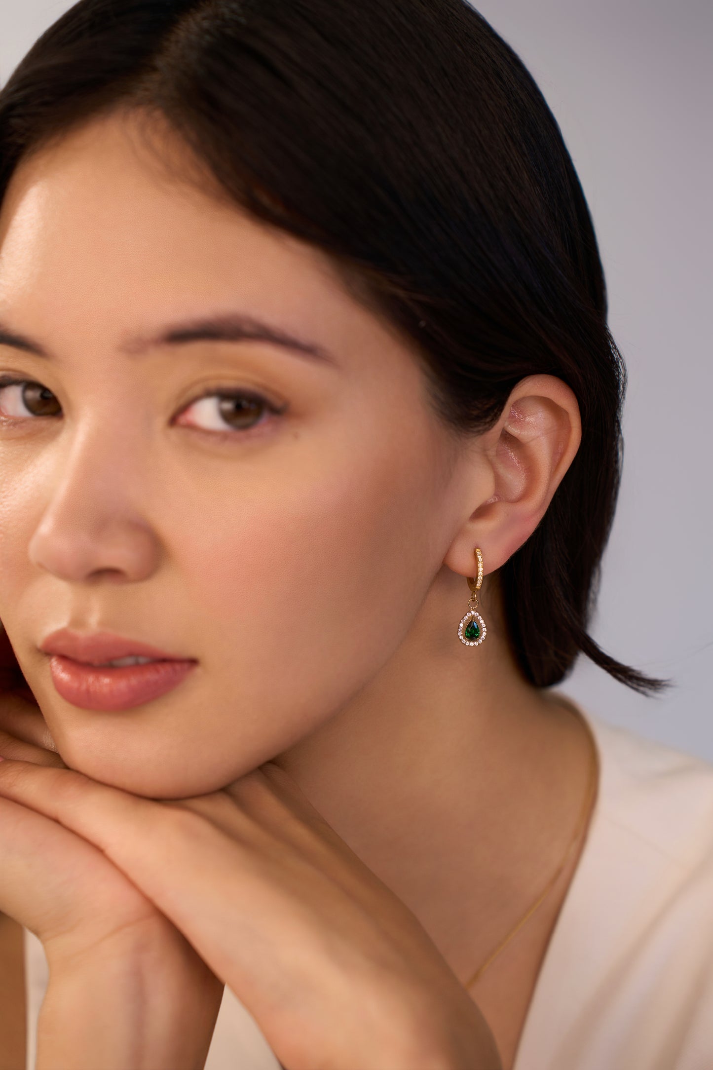 Niara Green Huggies - 18K Gold Plated
