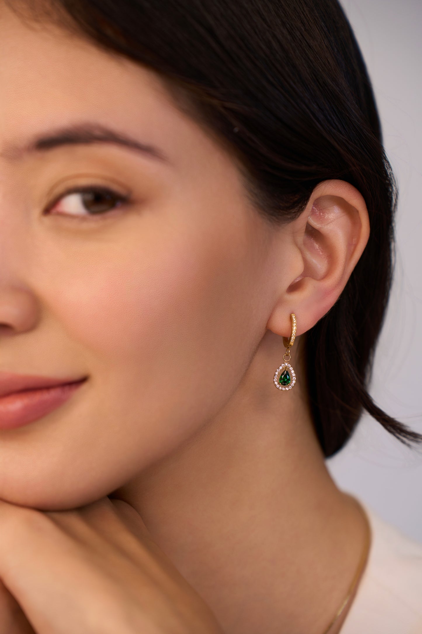 Niara Green Huggies - 18K Gold Plated