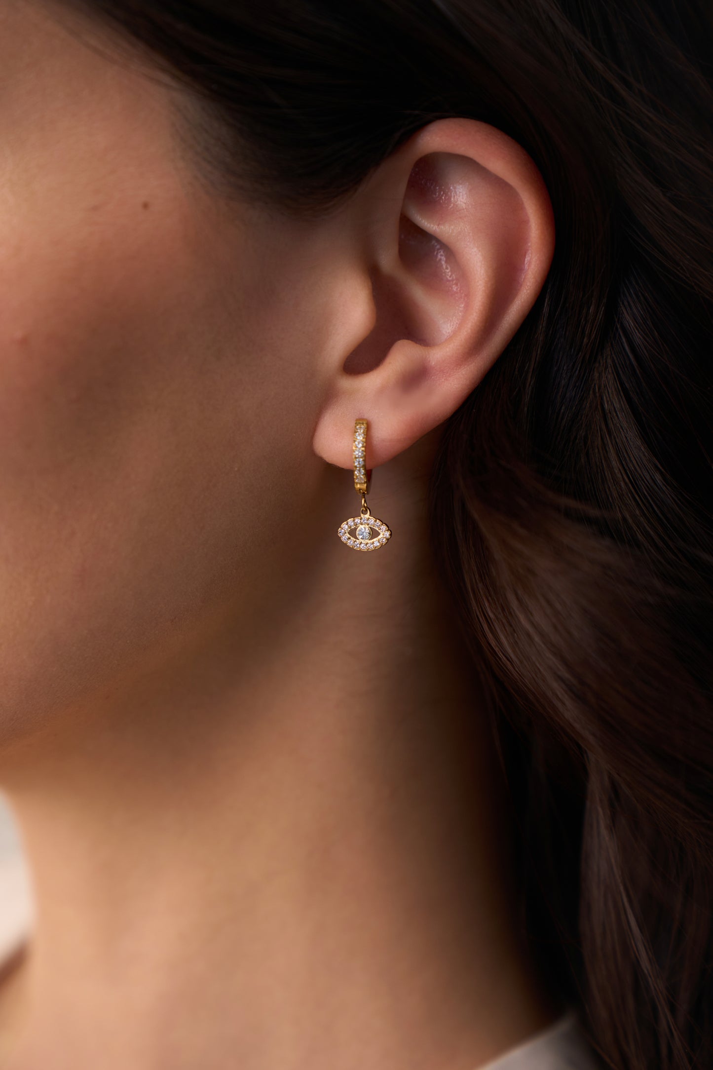 Evil Eye Huggies - 18K Gold Plated