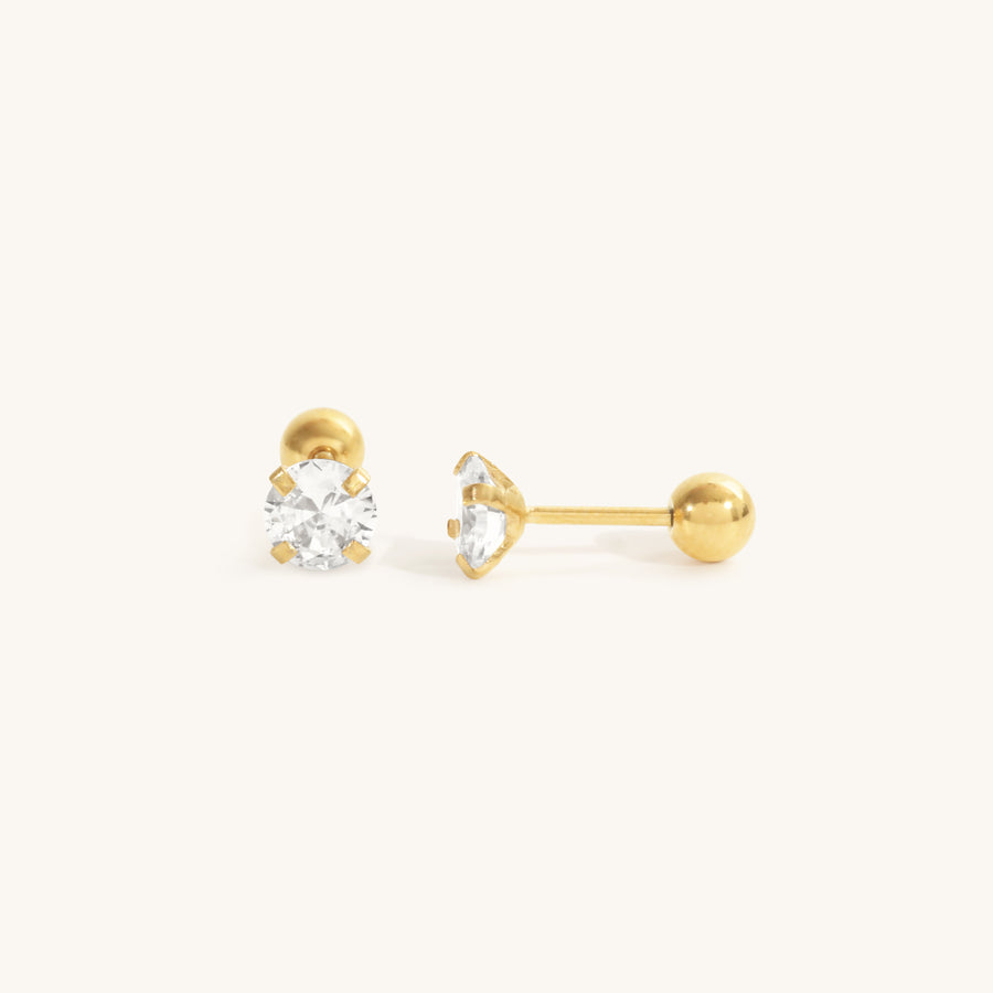 3mm Diamond Studs - 18K Gold Plated image 1