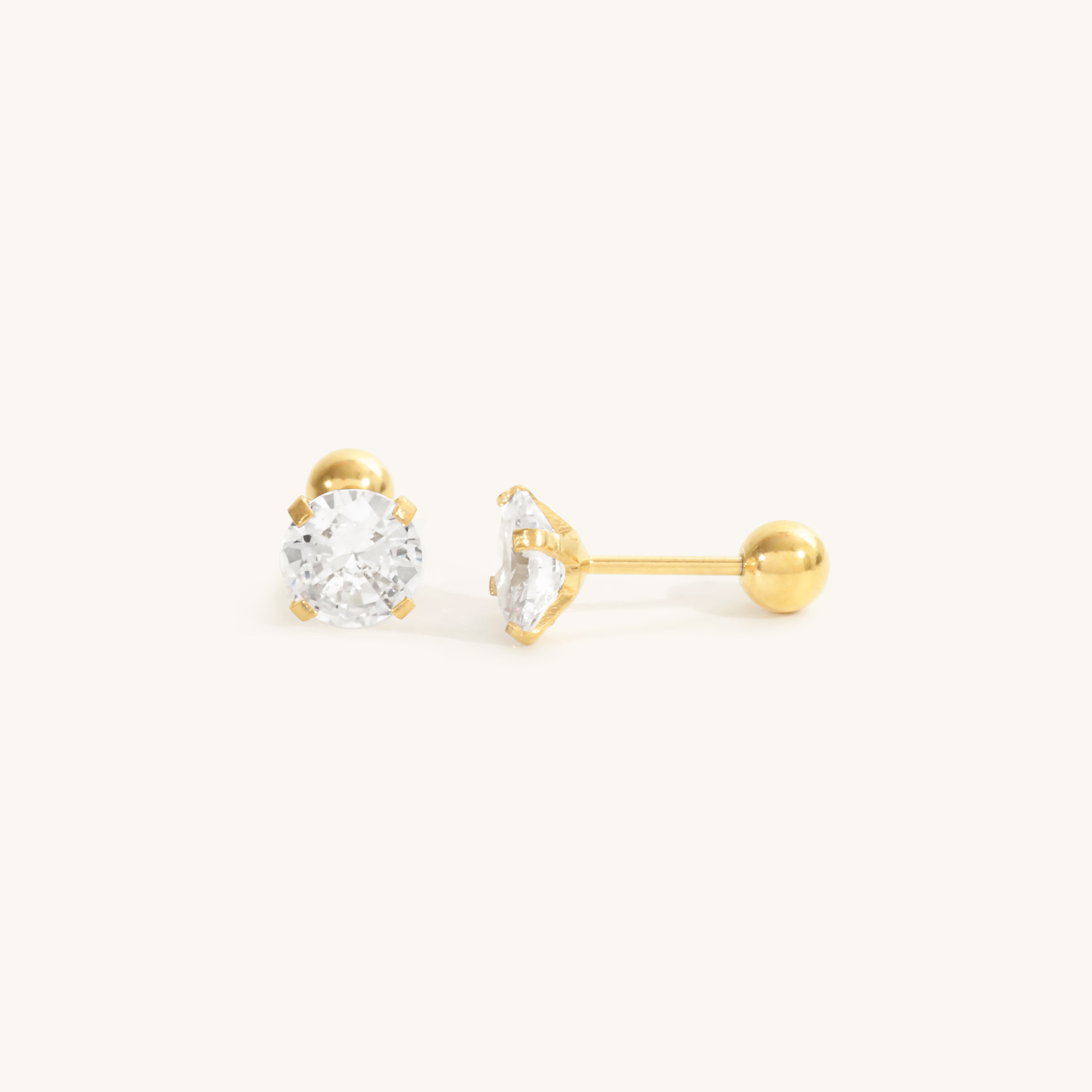 4mm Diamond Studs 18K Gold Plated