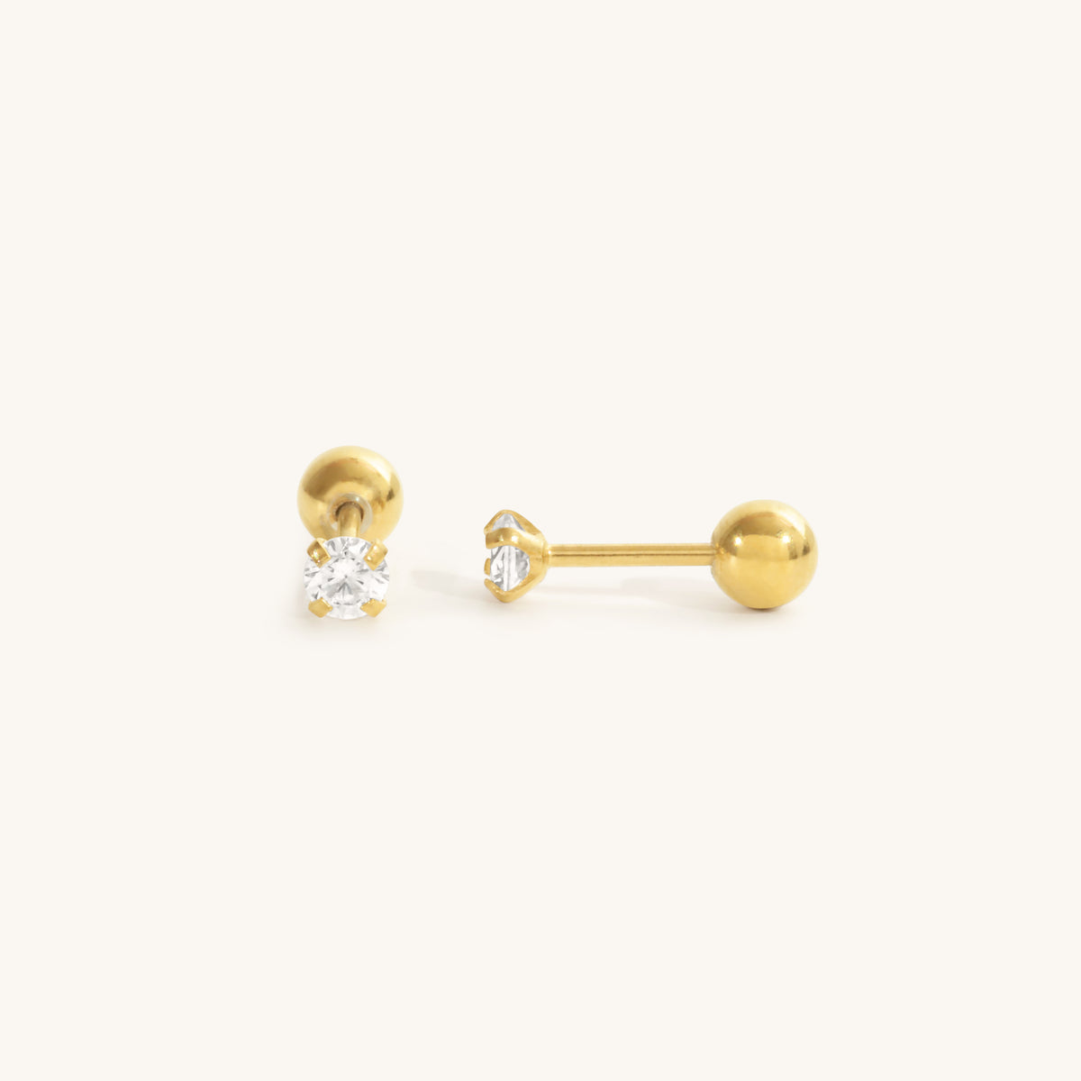 1mm Diamond Studs - 18K Gold Plated image 1