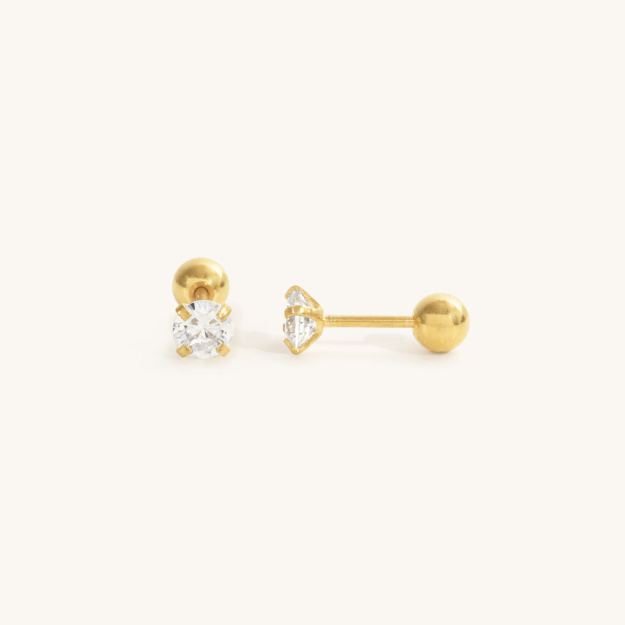 2mm Diamond Studs- 18K Gold Plated image 1