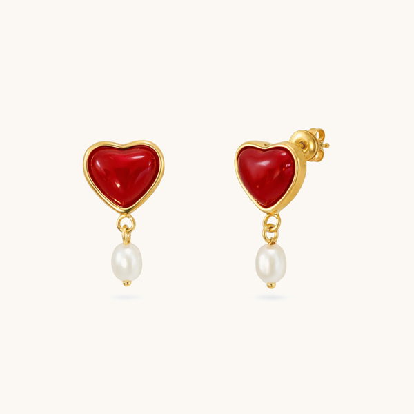Lina Heart Earrings - 18K Gold Plated
