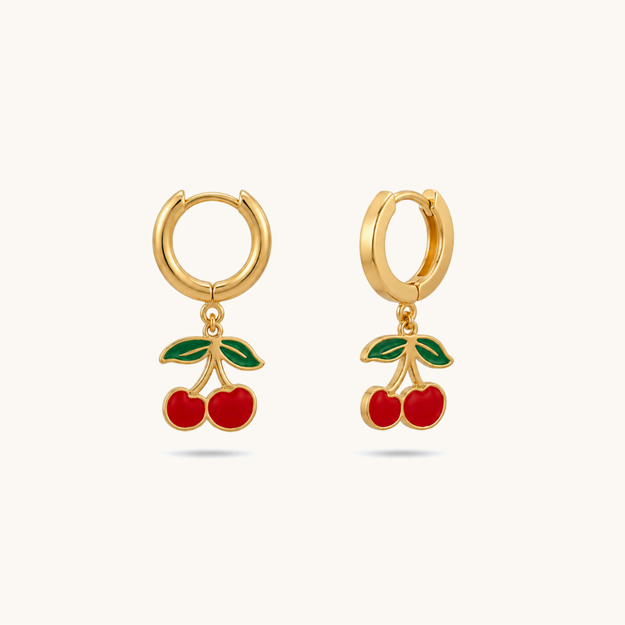 Pixie Cherry Huggies - 18K Gold Plated image 1