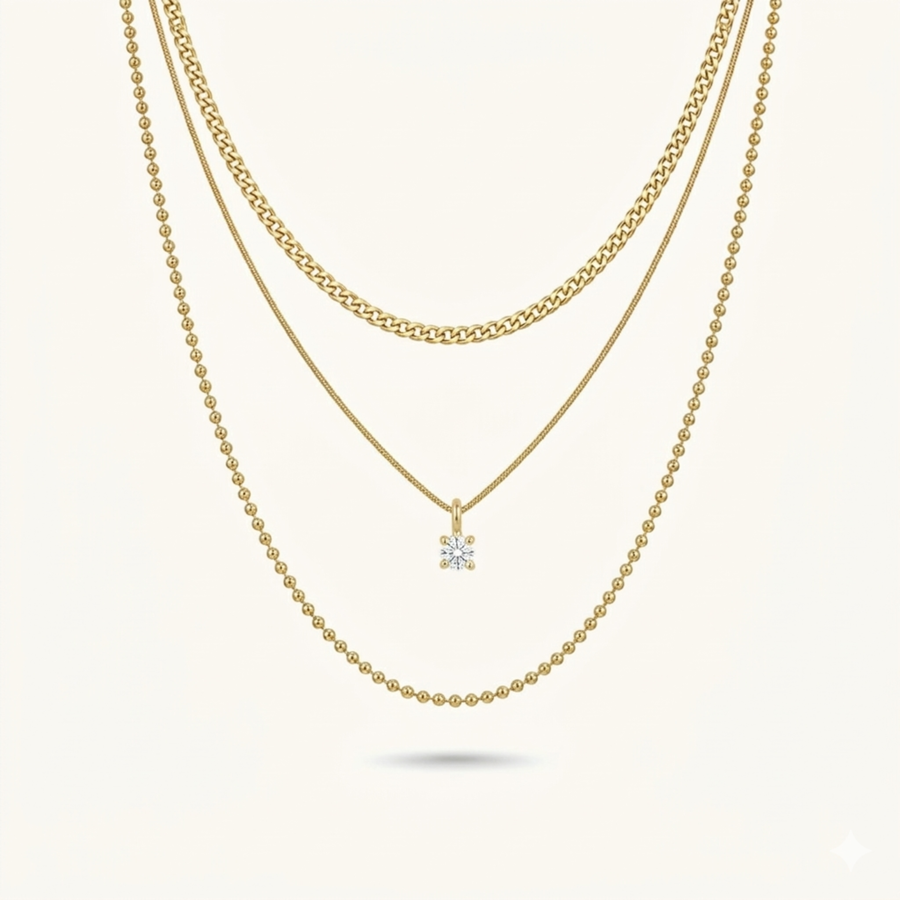 Riley Stack Necklace - 18K Gold Plated image 1