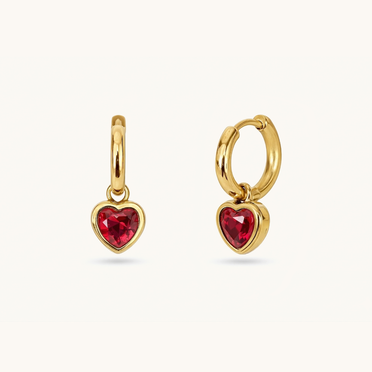 Rose Heart Huggies - 18K Gold Plated image 1
