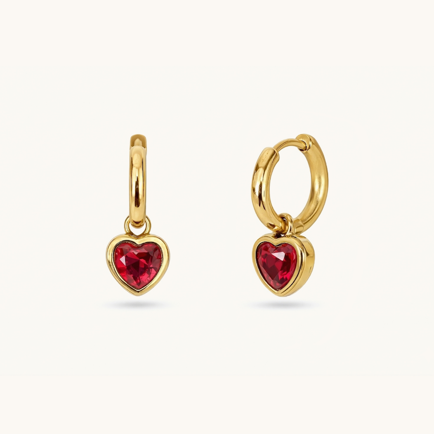 Rose Heart Huggies - 18K Gold Plated
