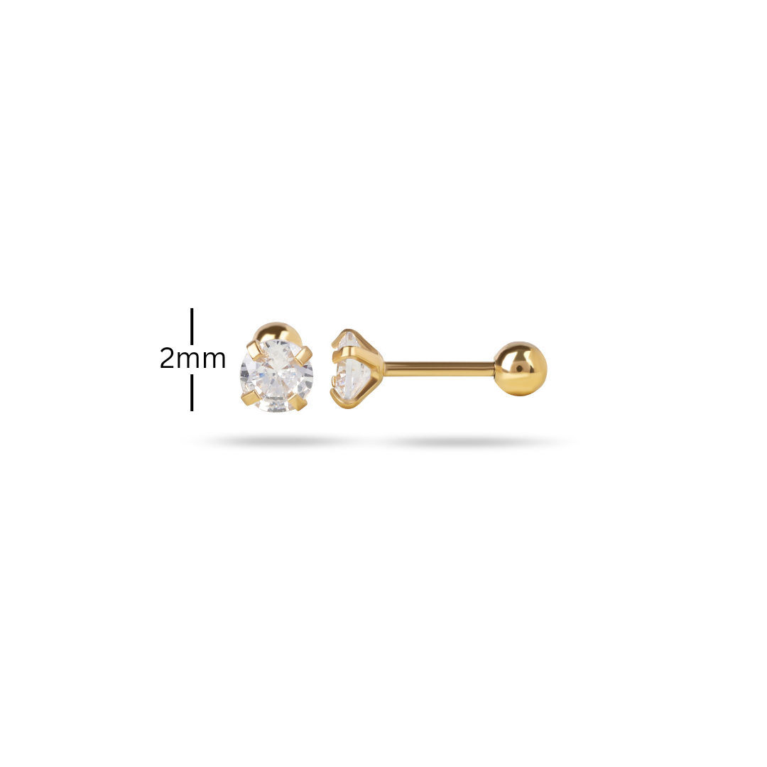 2mm Diamond Studs- 18K Gold Plated