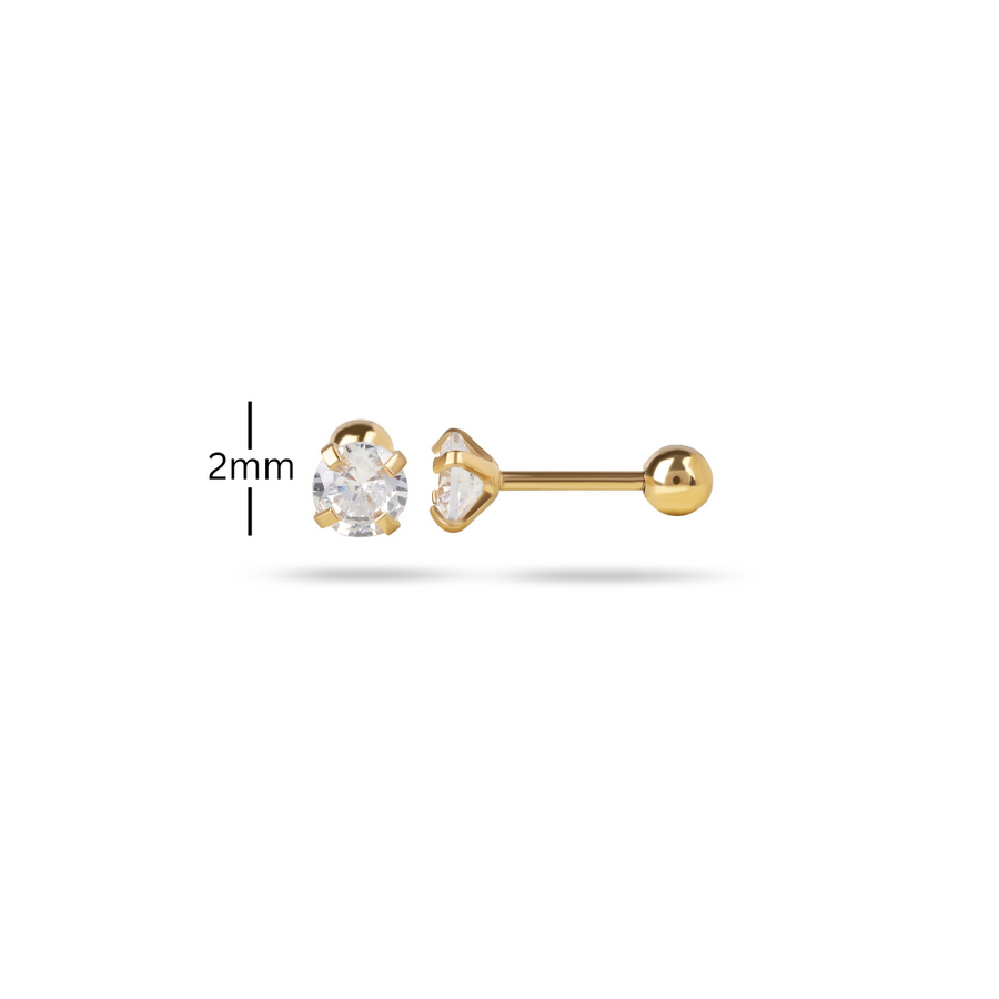 2mm Diamond Studs- 18K Gold Plated image 6
