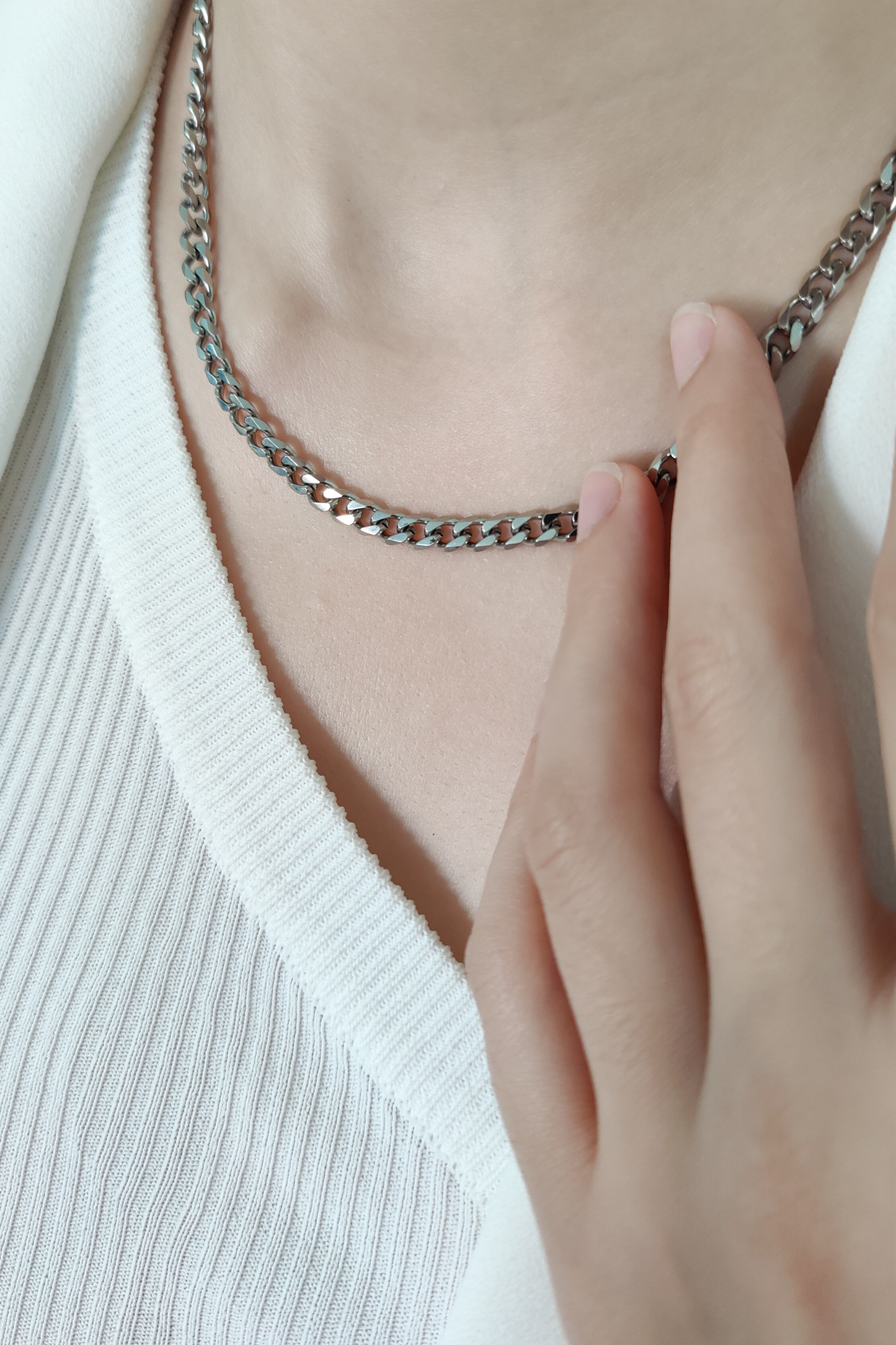 5mm Silver Cuban Chain Necklace