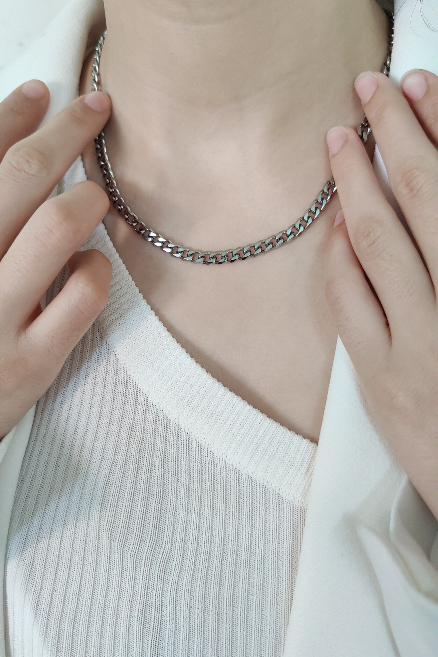5mm Silver Cuban Chain Necklace
