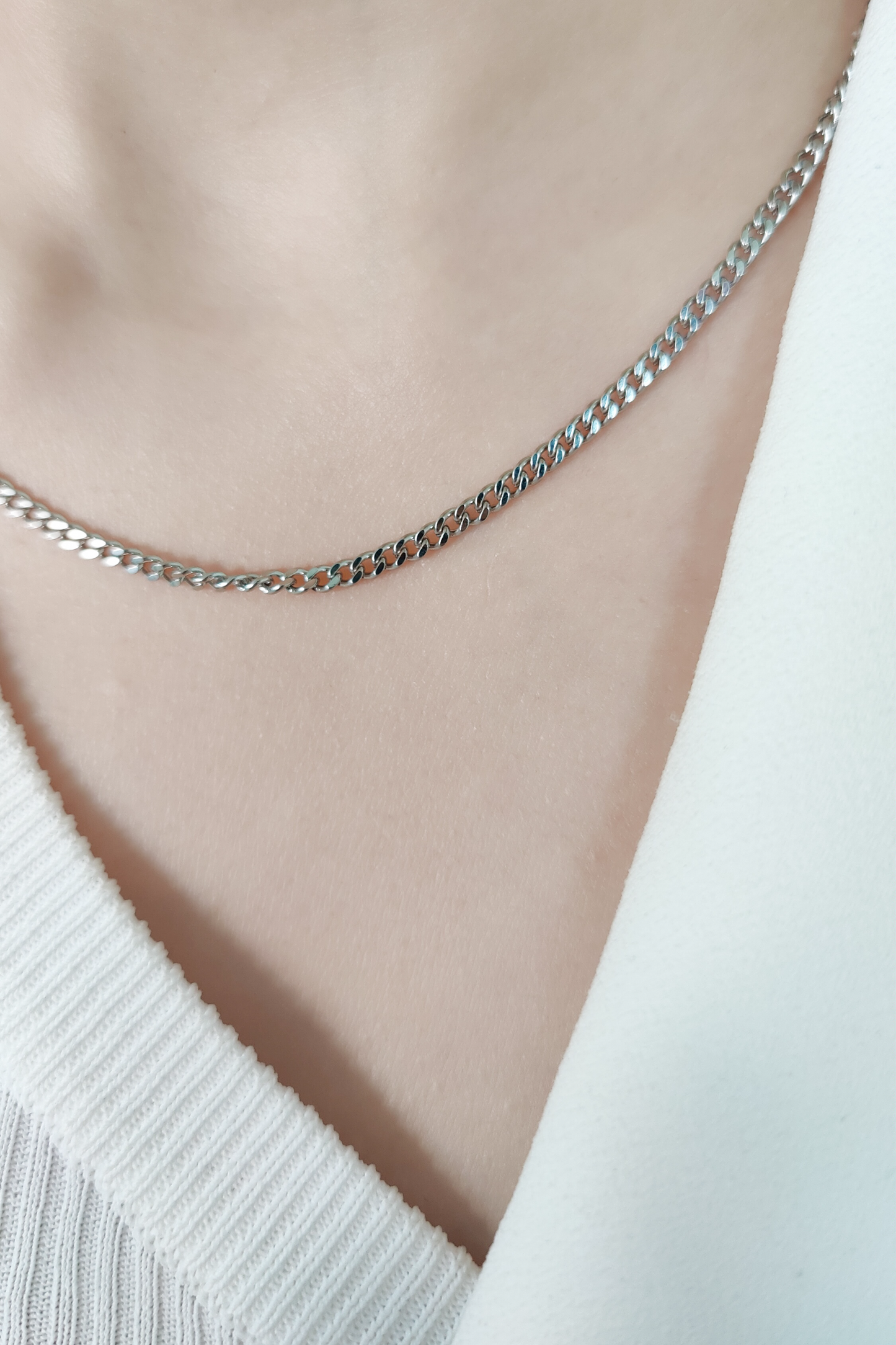 3mm Silver Cuban Chain Necklace