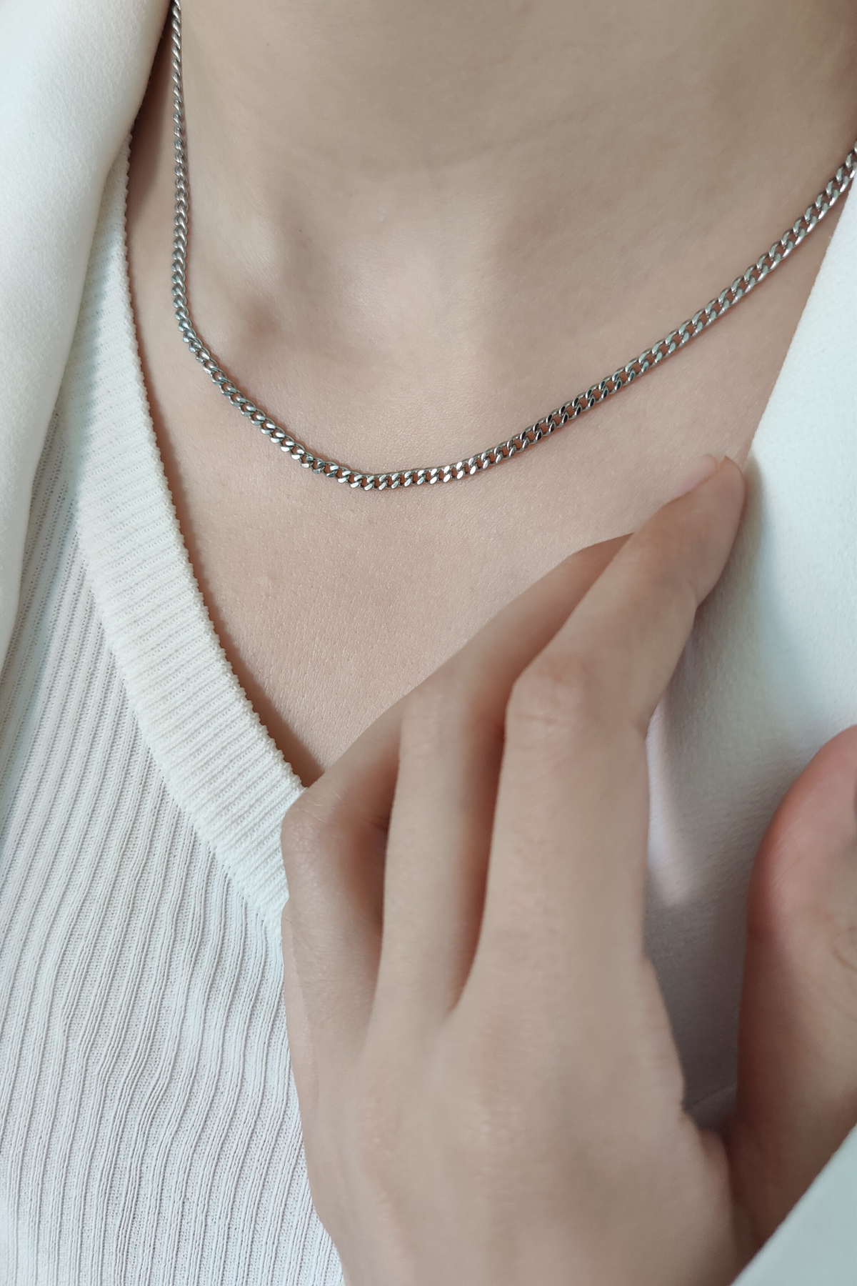 3mm Silver Cuban Chain Necklace image 5