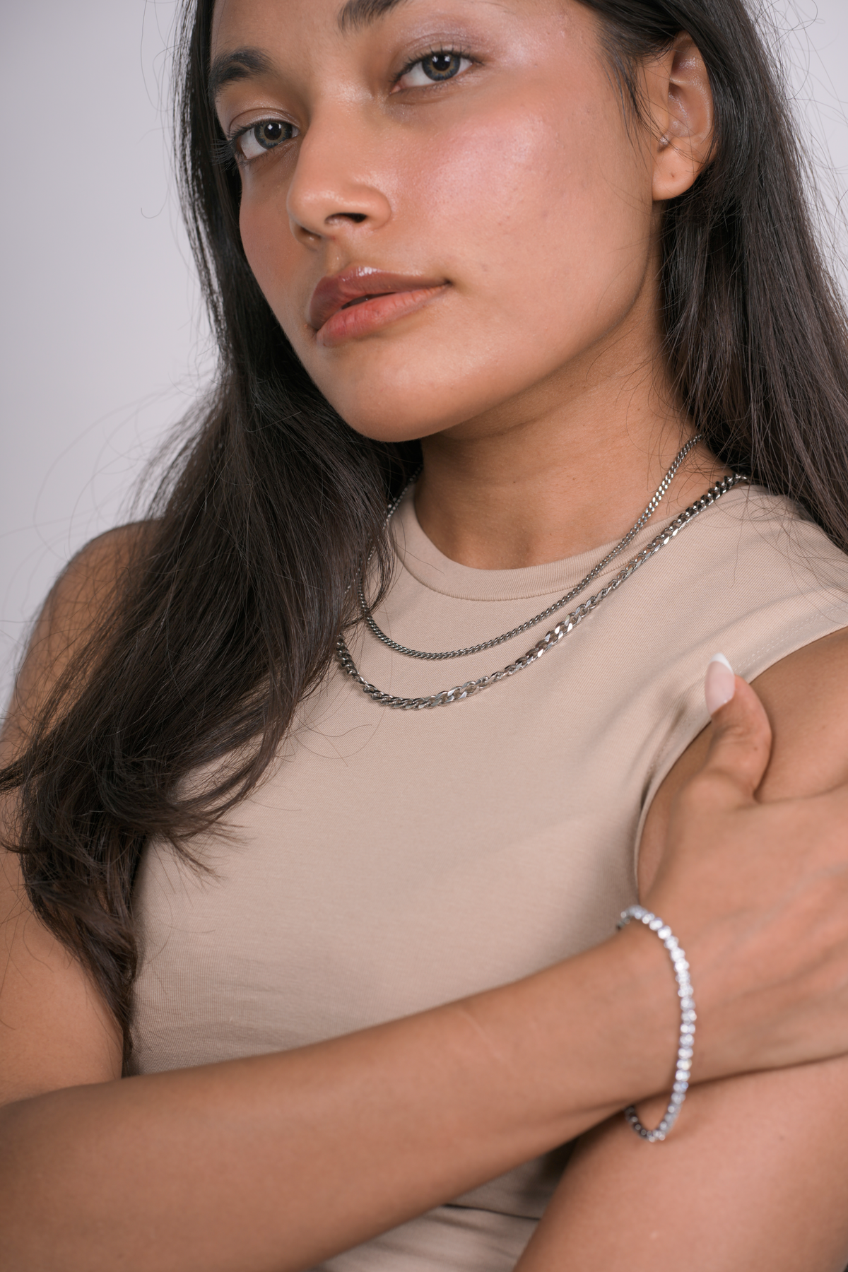 3mm Silver Cuban Chain Necklace image 4